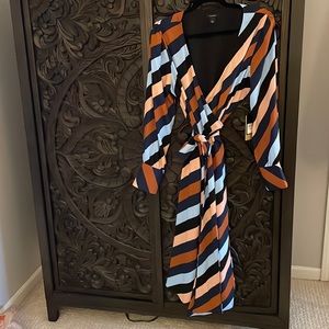 Striped wrap around dress